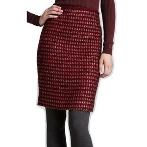 TORY BURCH dark plum victory tweed skirt. SIZE 6.